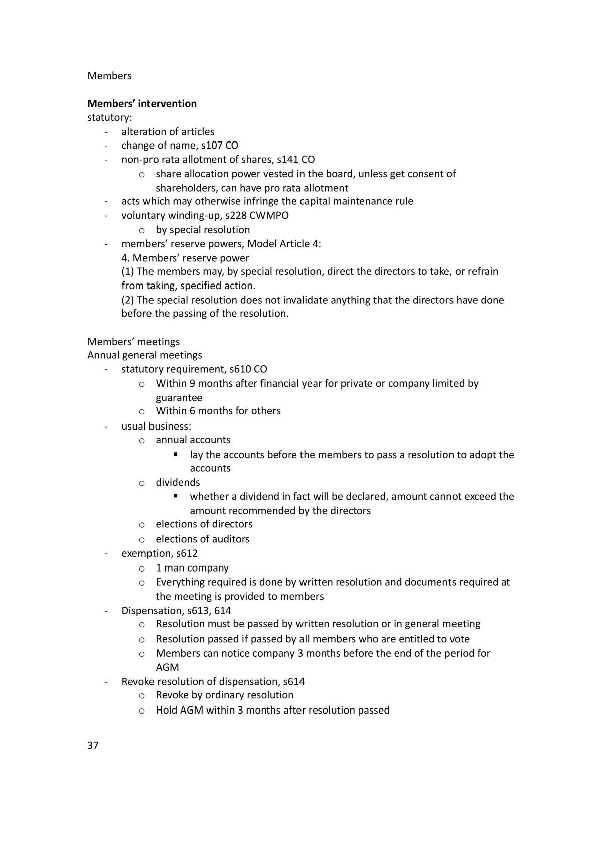 Company Law I Study Guide - Page 37