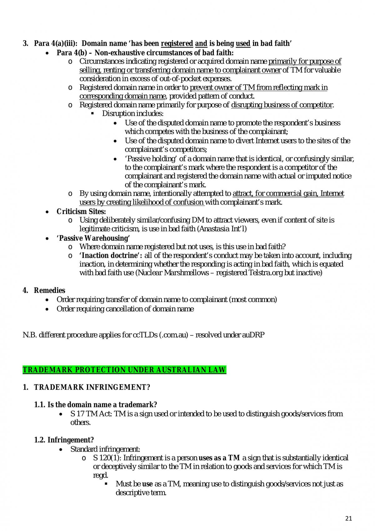 Study notes for Comparative Cyberlaw - Page 21