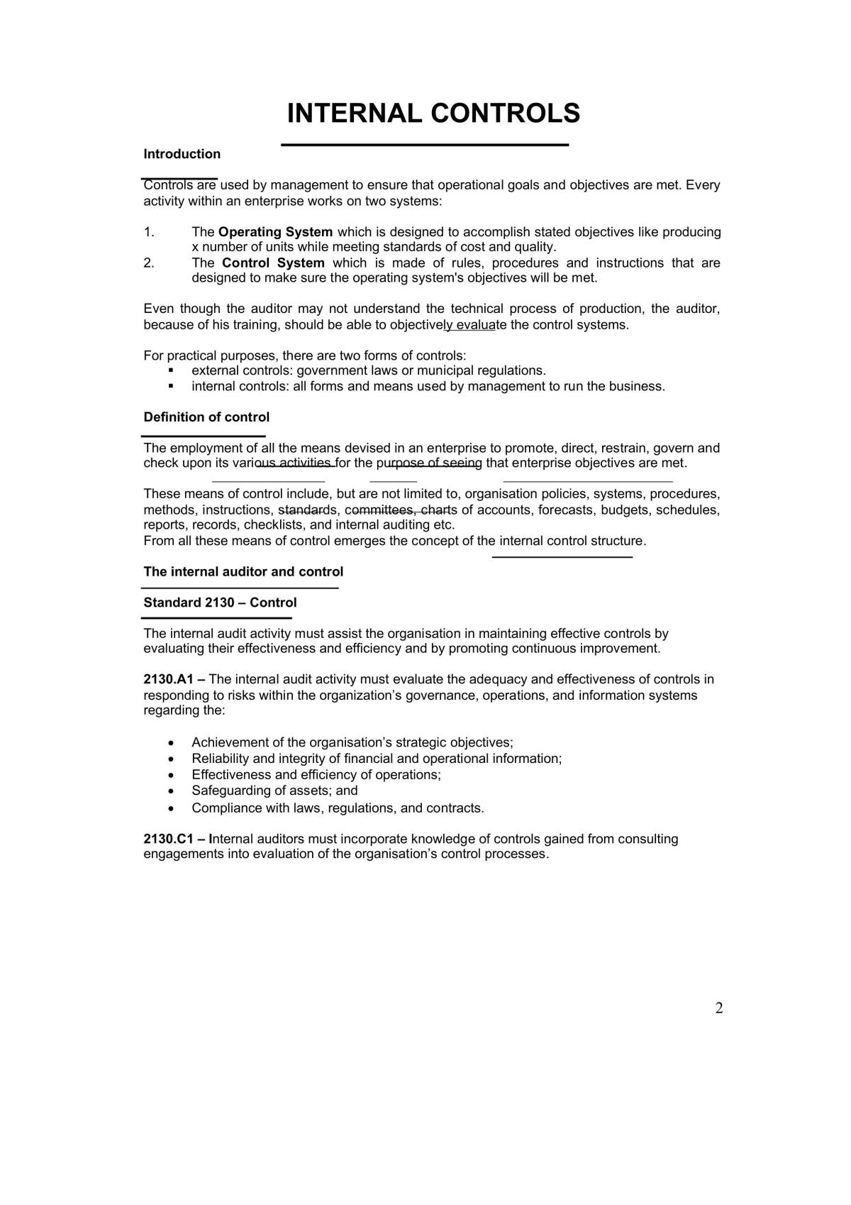 Notes on Internal Controls - Page 3