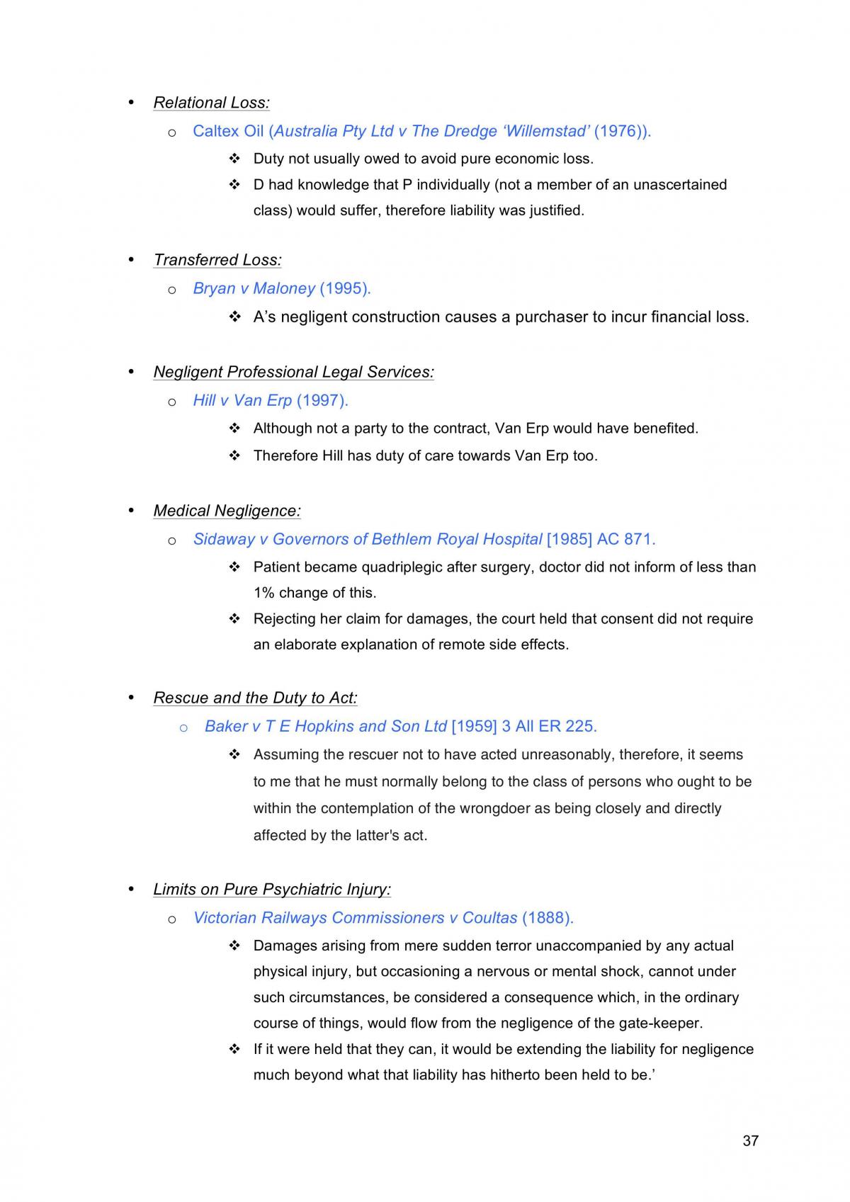 Torts Law Summary Notes - Page 37