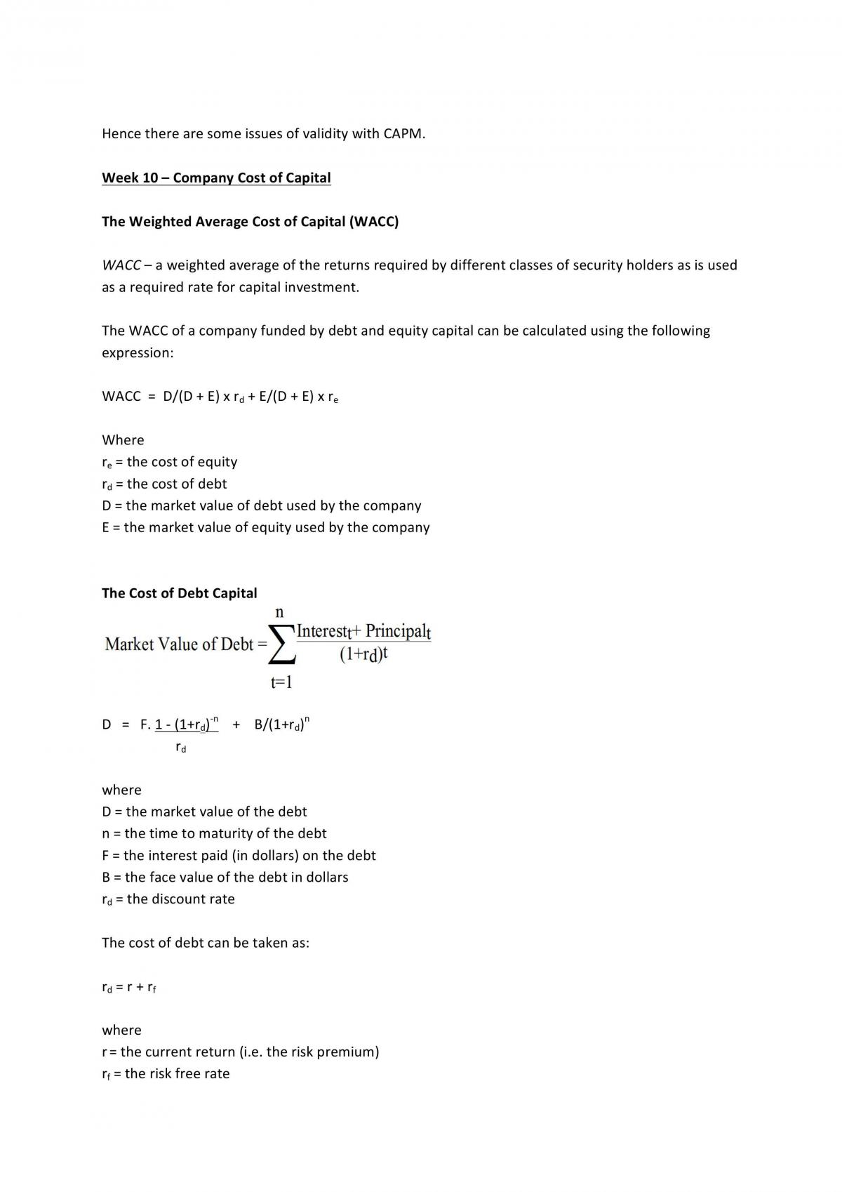 Corporate Finance I Study Notes - Page 45