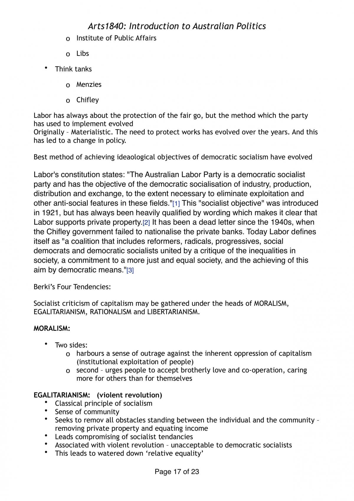Notes for Intro to Australian Politics - Page 17