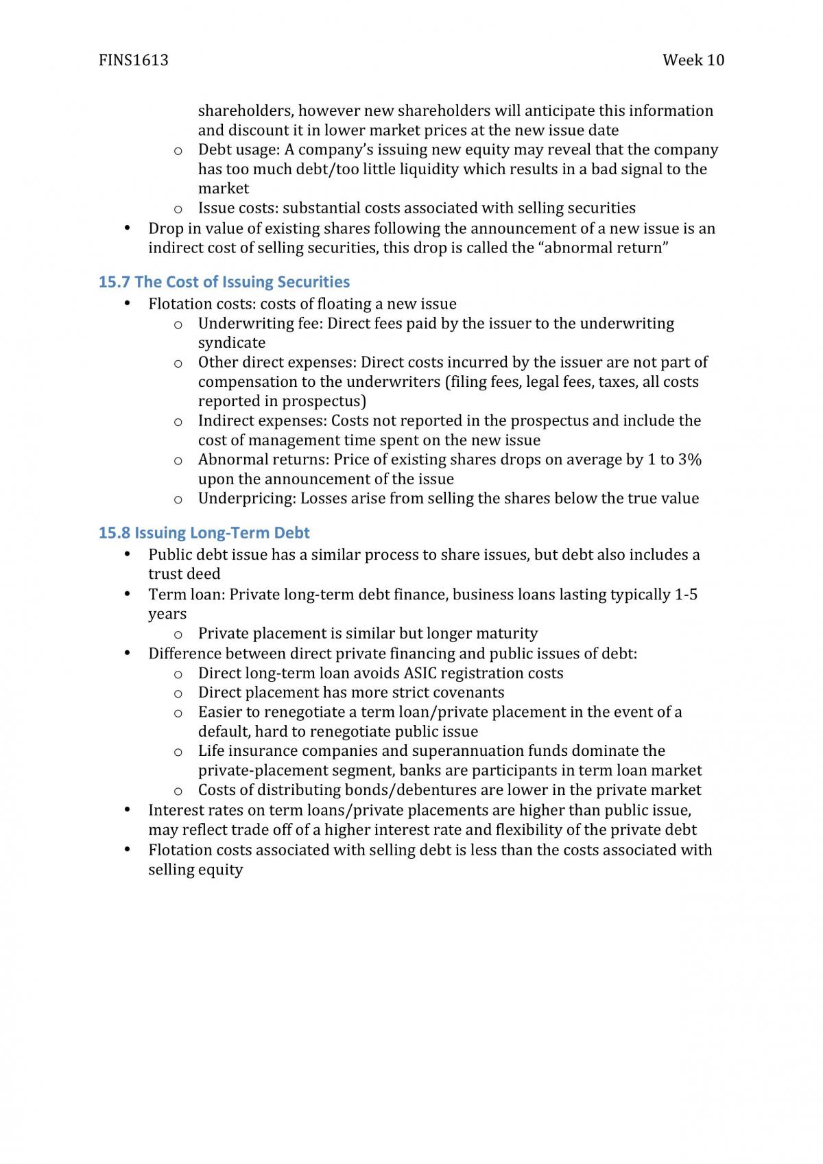 Business Finance Complete Course Notes - Page 50