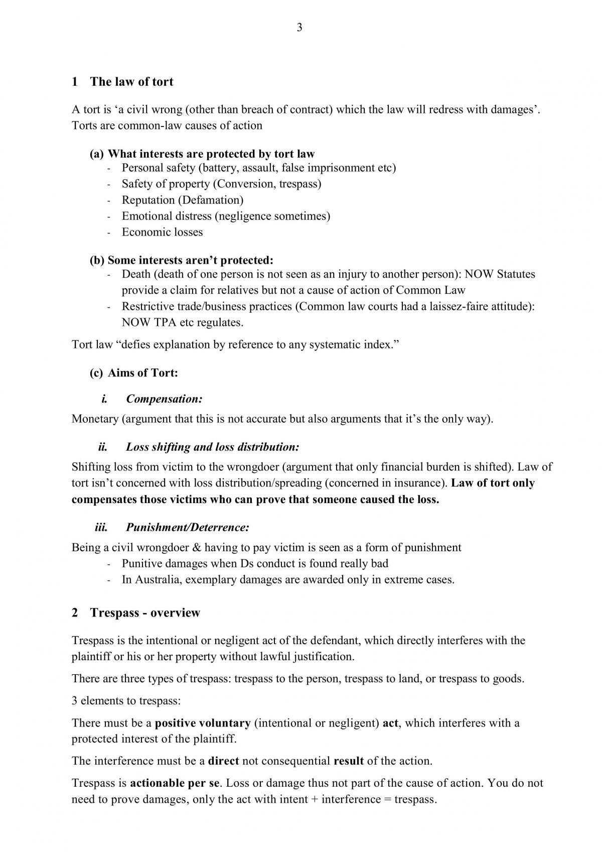 Complete Notes for LAWS1203 - Torts - Page 3
