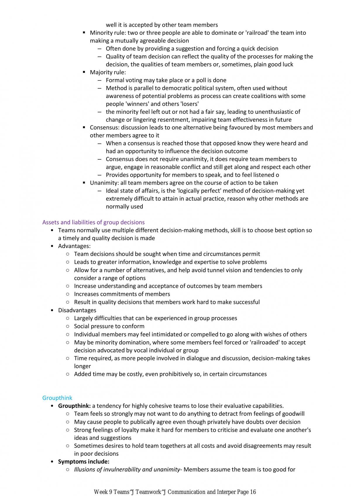 Notes Week 9 Teamwork, Communication and Interpersonal Skills - Page 16