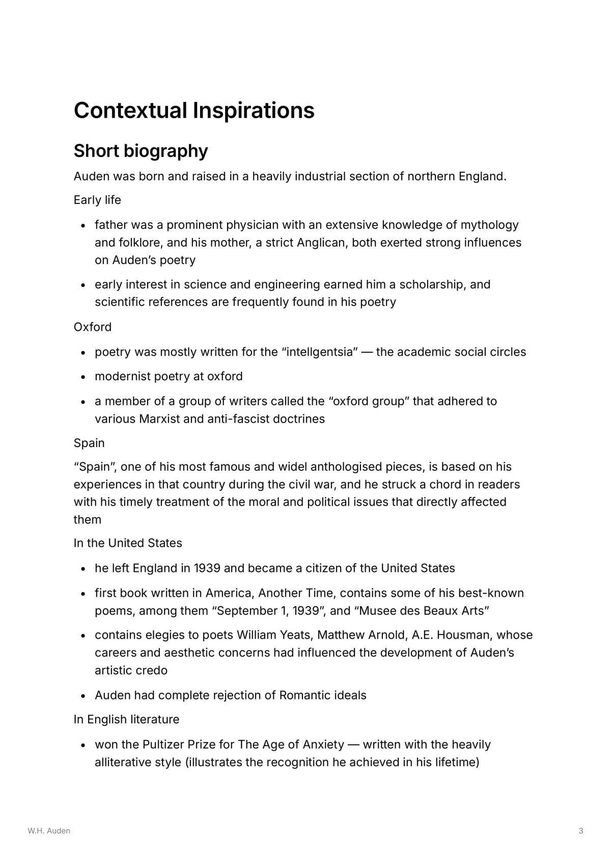 W.H. Auden's poetry study notes - Page 3