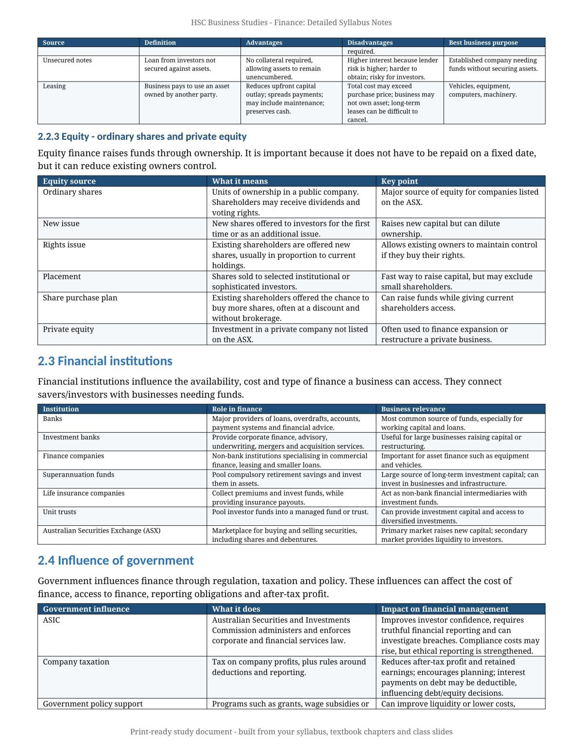 Hsc Finance Syllabus Notes - Page 7