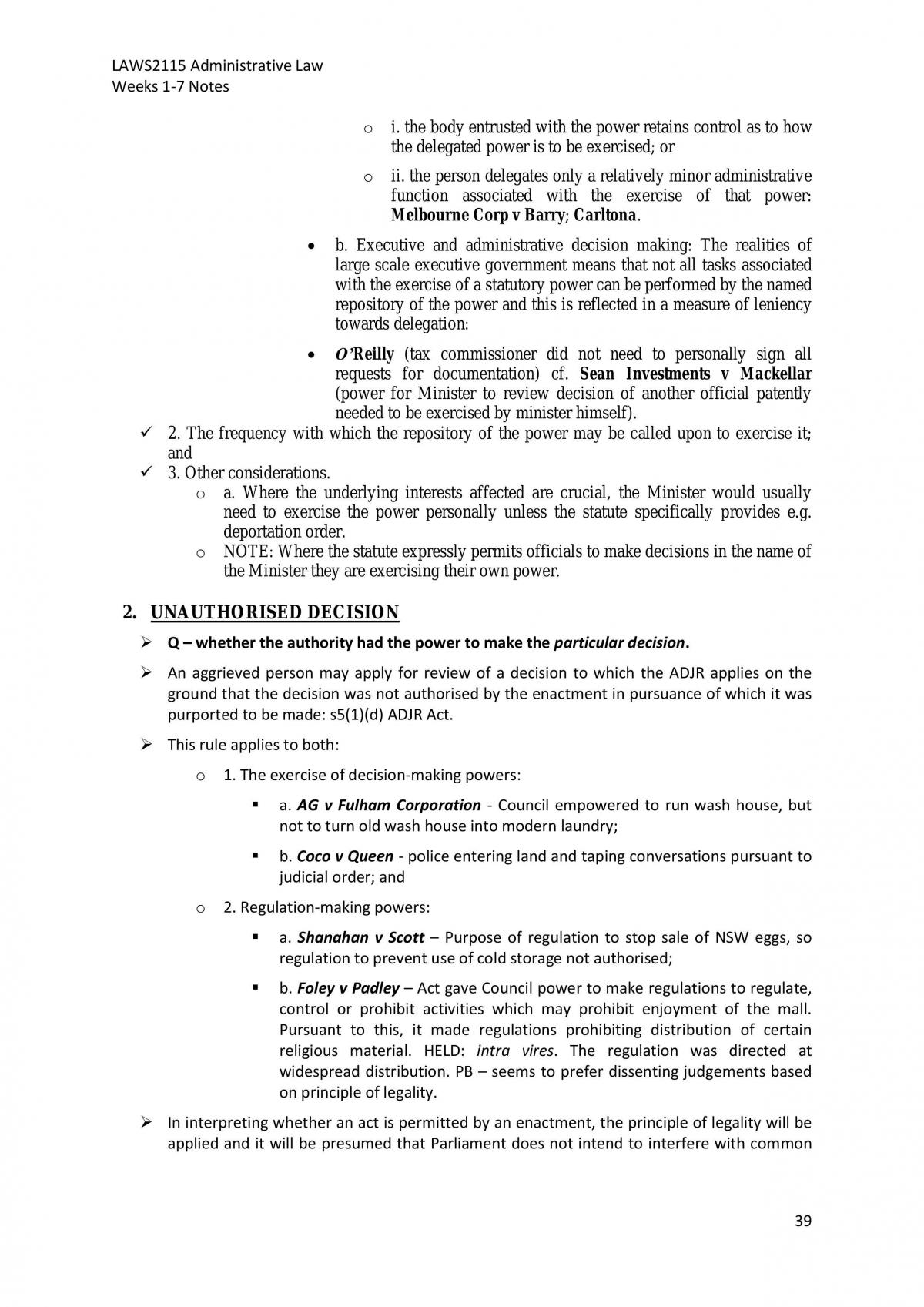 Admin Law Notes Weeks 1-7 - Page 39