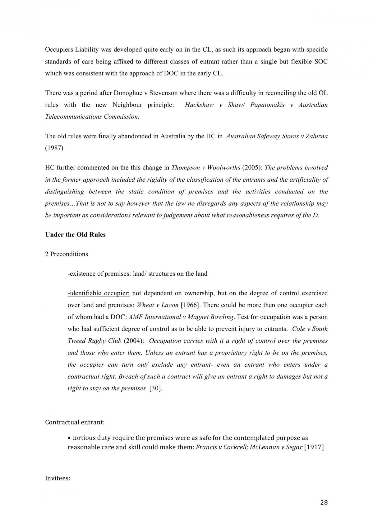 Torts Study Notes Part A - Page 28