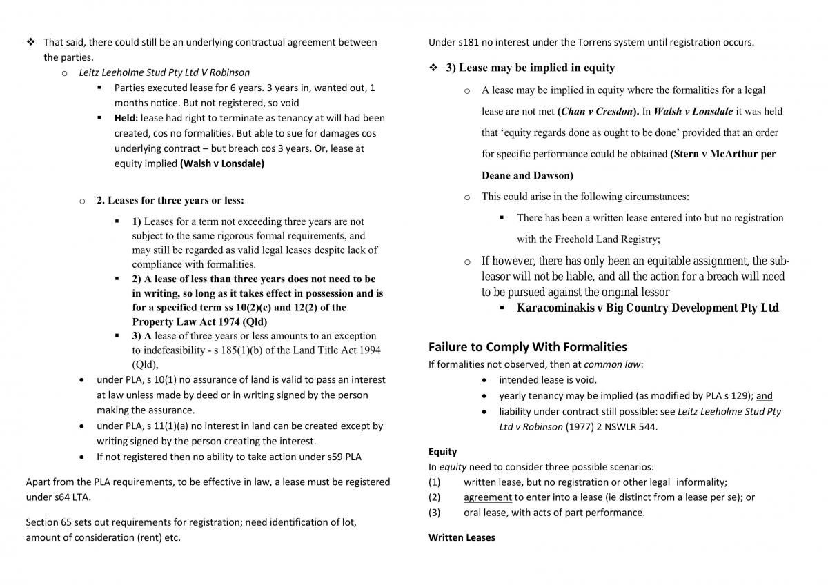 Property Law 2 Complete Notes - Page 47