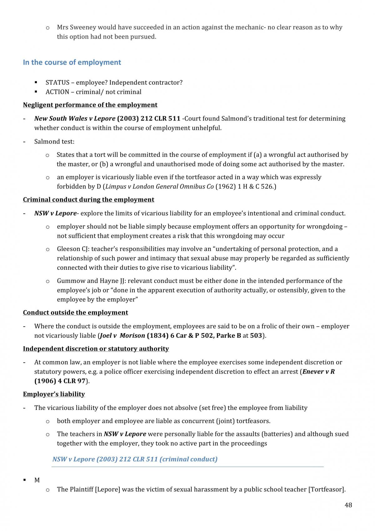 Exam Notes for Torts  - Page 48