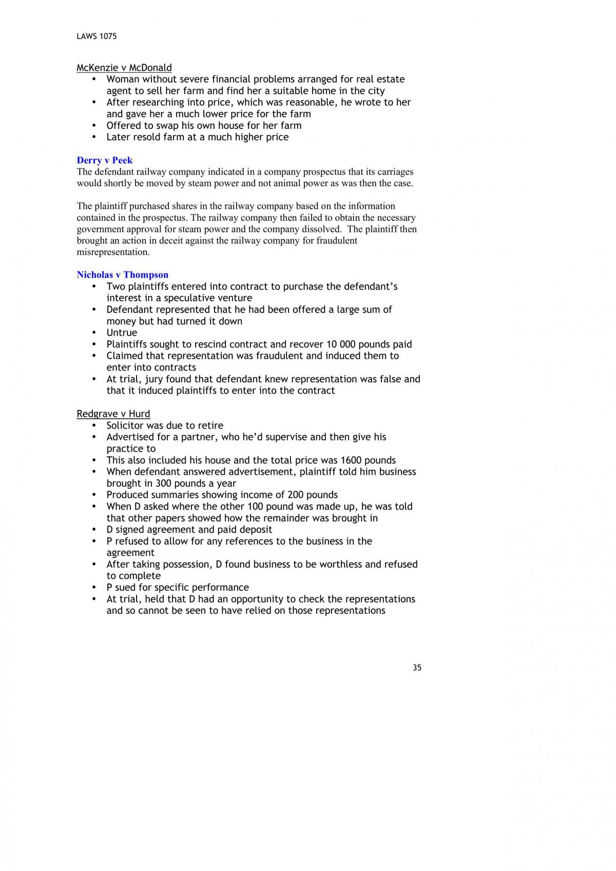 LAWS1075 Contracts Notes - Page 35