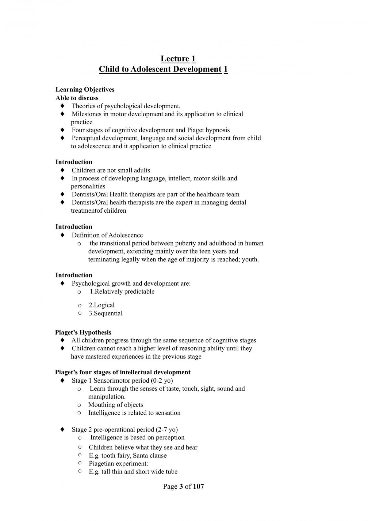 Paediatric Dentistry Notes - Semester 2  - Page 3