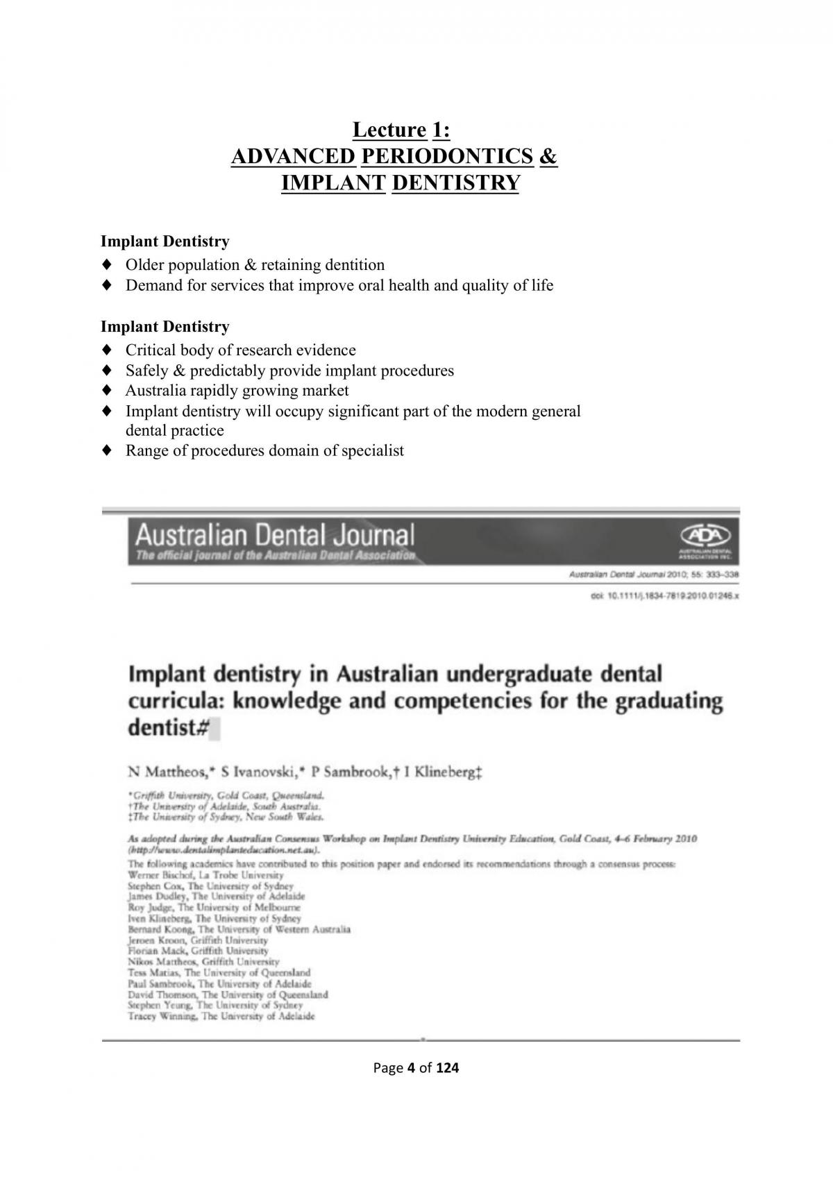 Periodontology and Implantology Semester 1  - Page 3