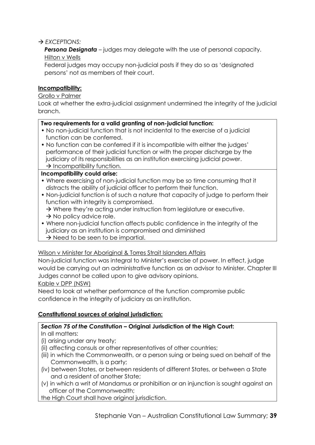 Australian Constitutional Law Comprehensive Notes - Page 39