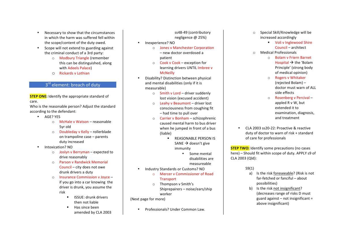 Tort Exam Notes - Page 15