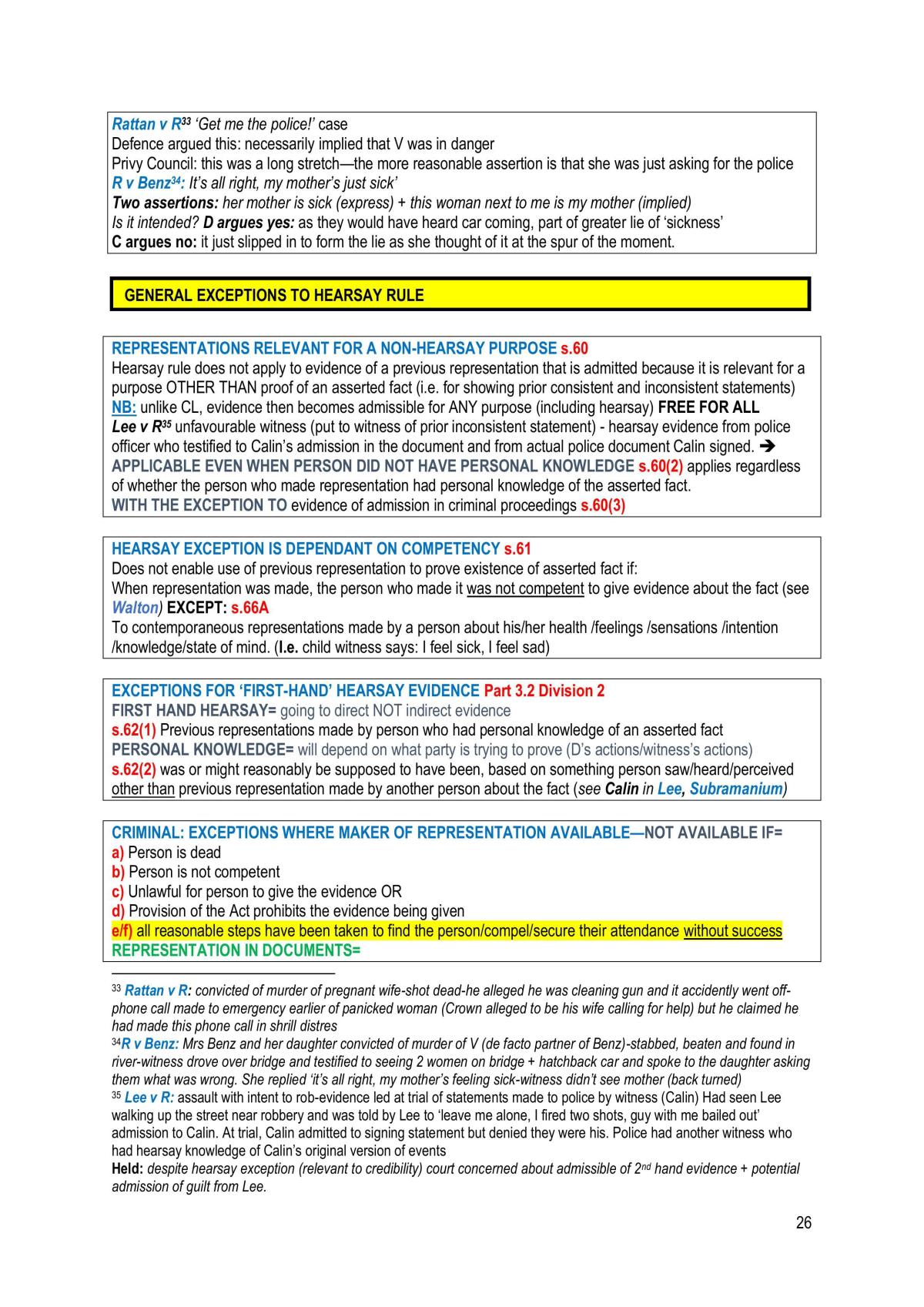 Evidence Law Exam Notes - Page 26