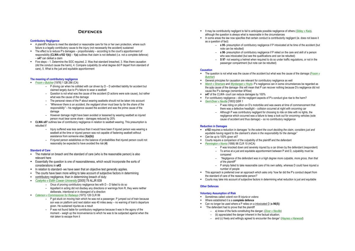 Torts - End of Semester Exam Notes - Page 15