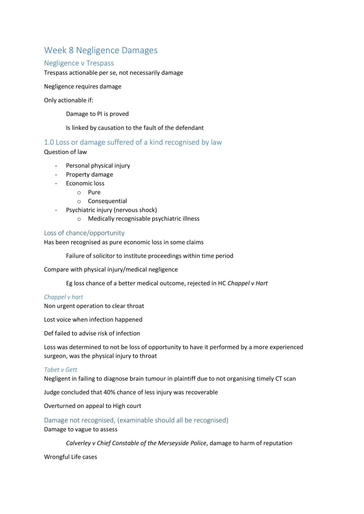 LLB102 Torts Full Lecture Notes - Page 30