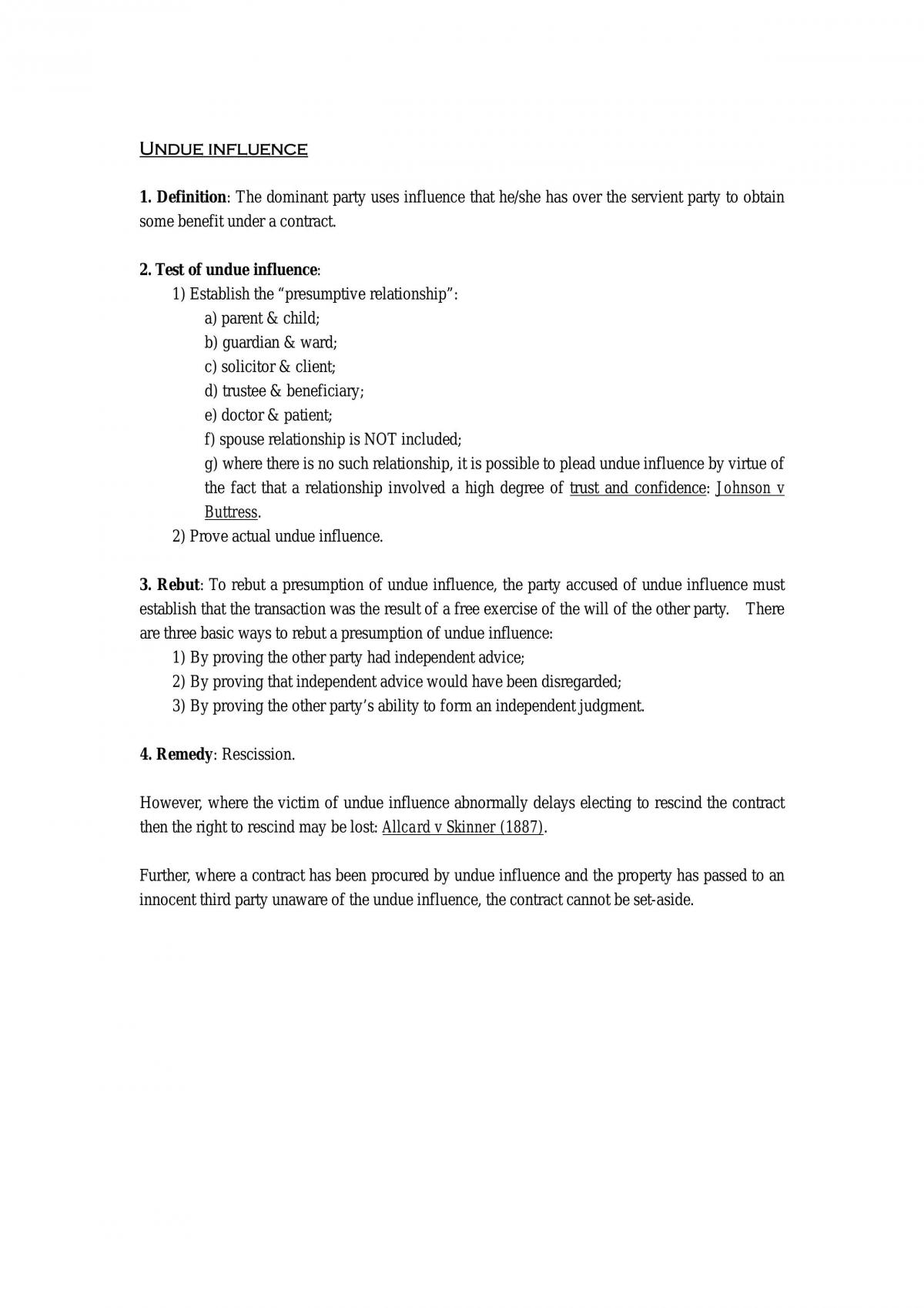 Contracts Notes (LAWS1072) Problem Question Summary - Page 31
