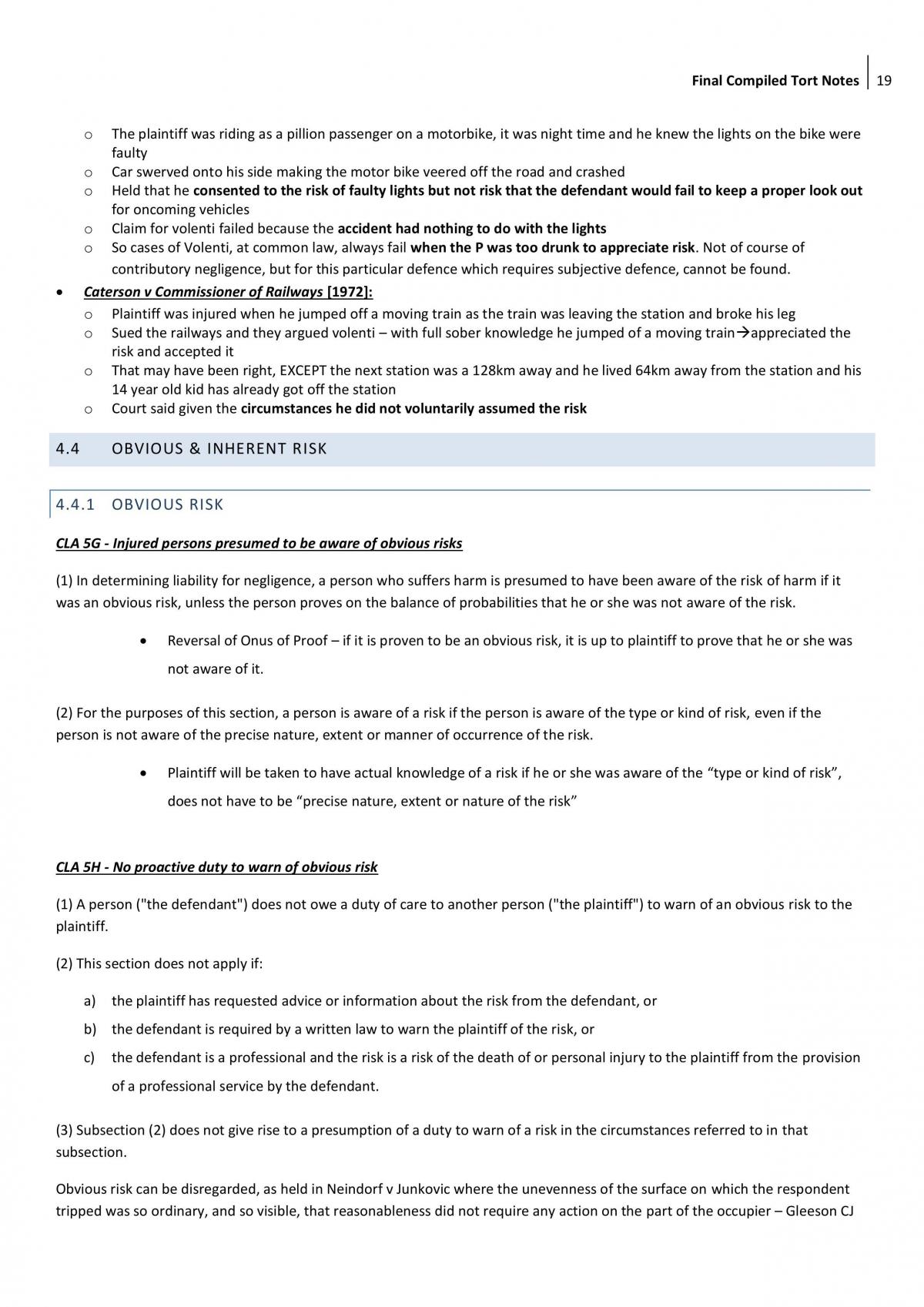 Torts Complete Course Notes - Page 19