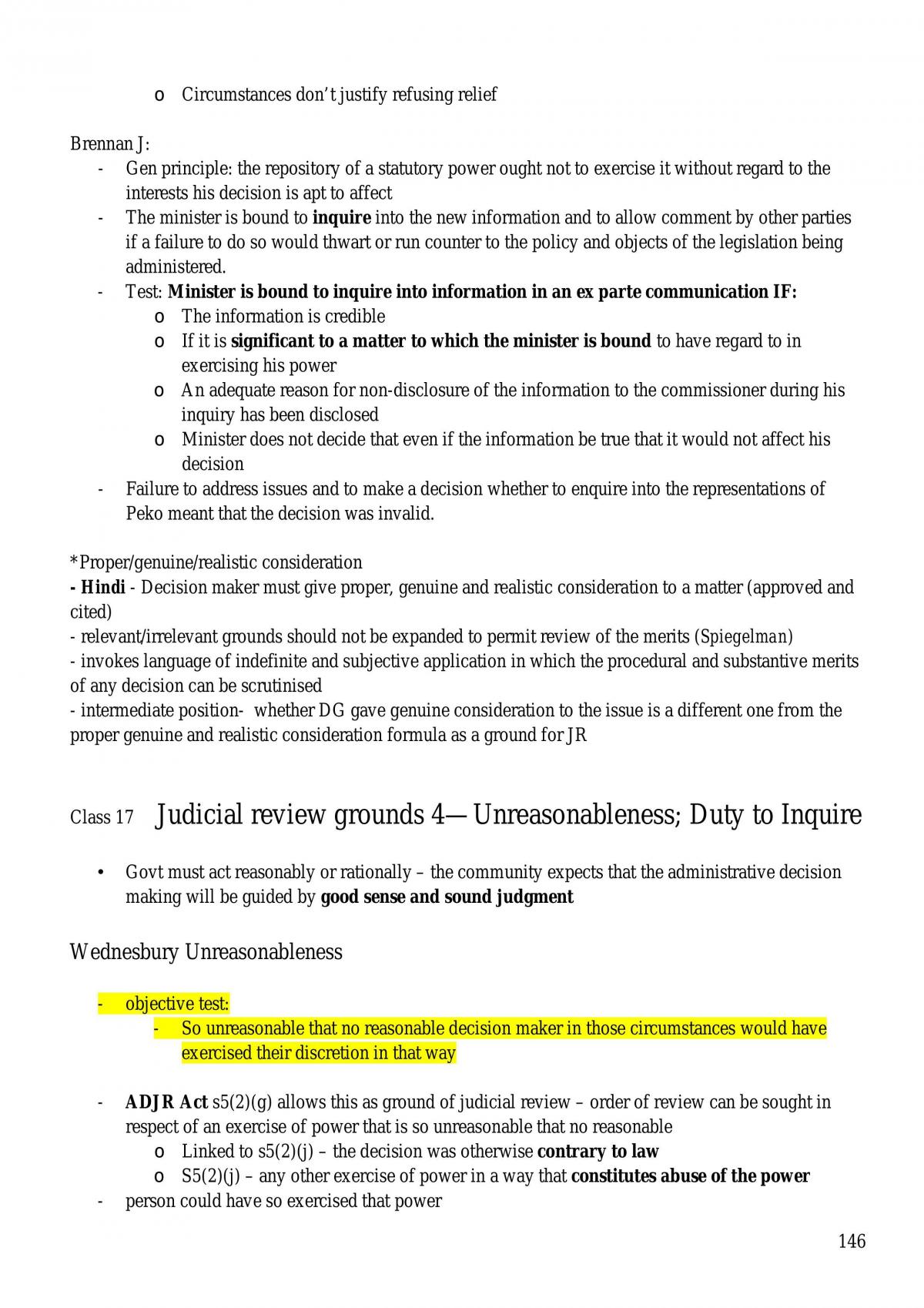 Final Exam Notes- Case Summaries, Notes Etc - Page 146