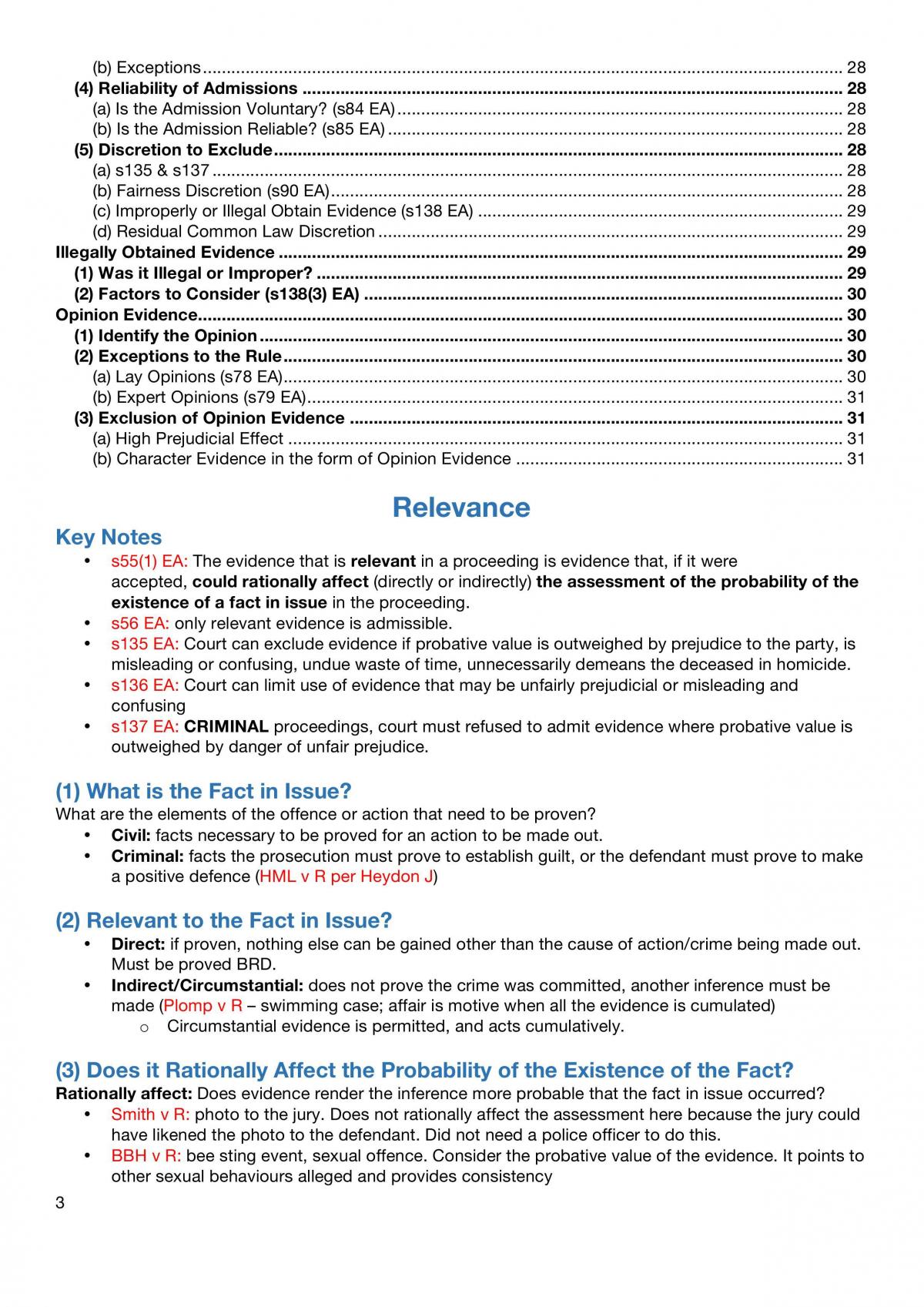 LAW4323 Evidence Exam Notes - Page 3