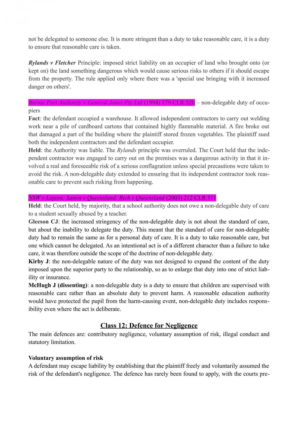 JURD7161 Torts Notes - Page 26