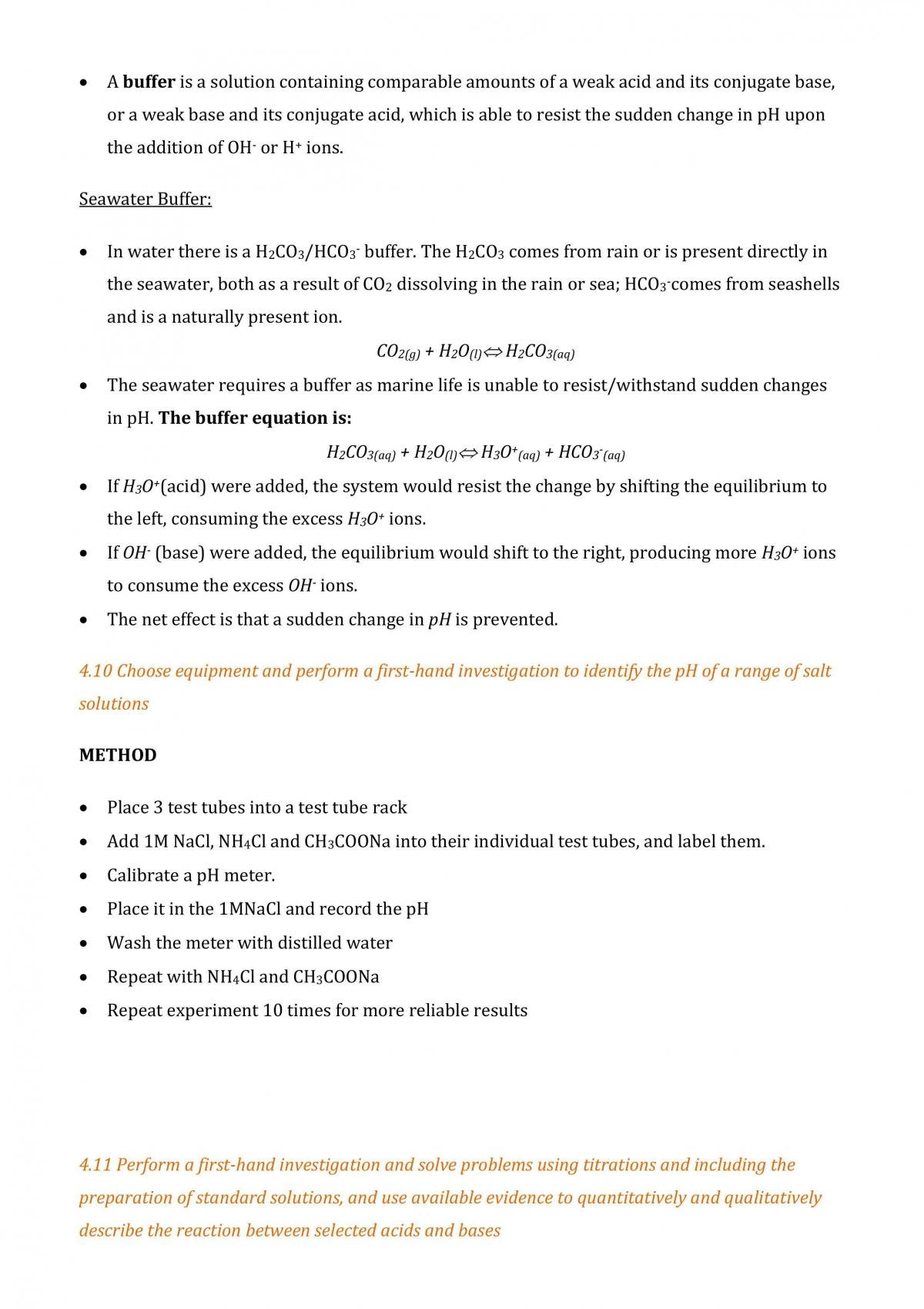 Year 12 Chemistry Study Notes Topic 2: The Acidic Environment - Page 33