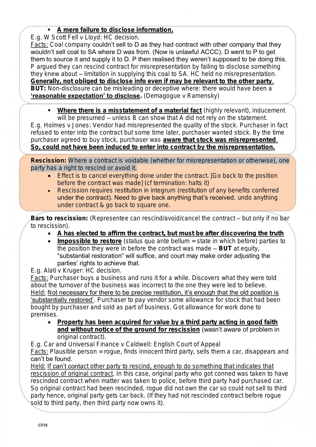 Contracts Complete Exam Notes - 2011 UofA - Page 27