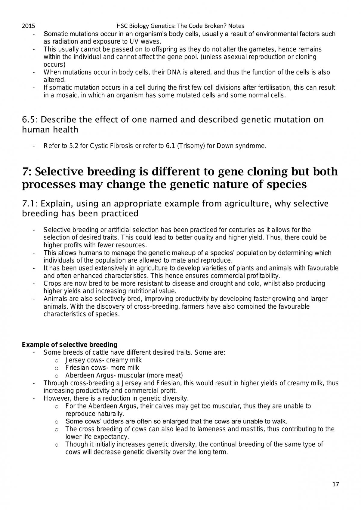 Genetics- Code Broken Notes- HSC Biology - Page 17