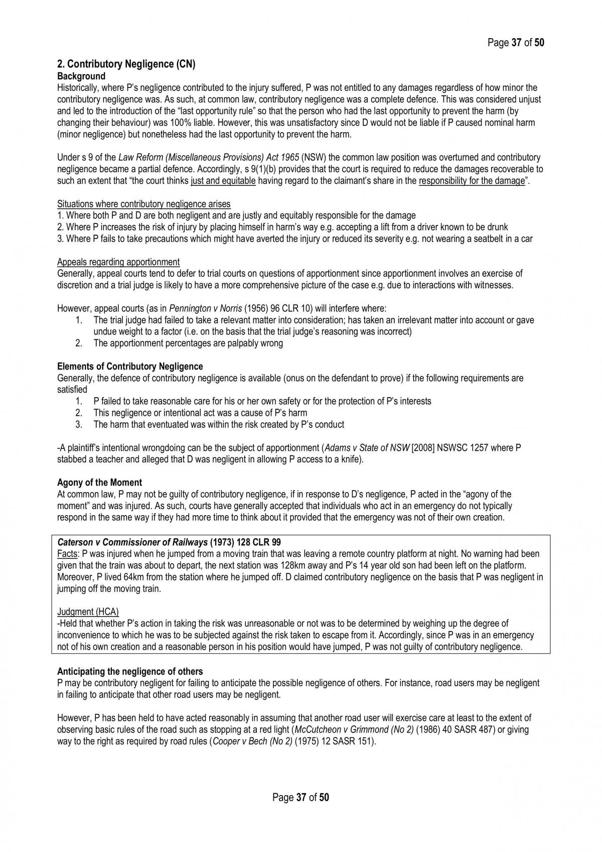 Torts Exam Notes - Page 37