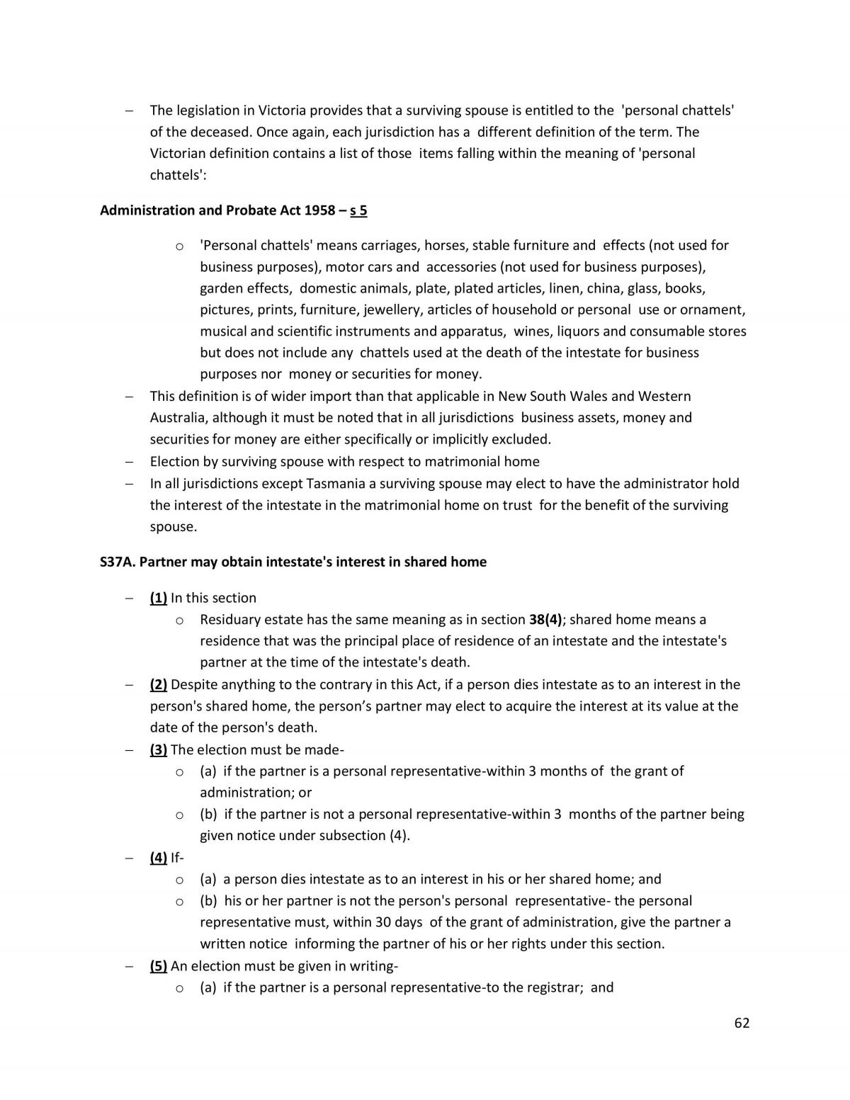 Wills & Administration of Estates Exam Notes - Page 62