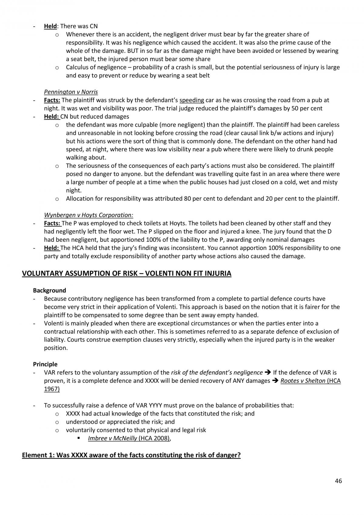Torts 1 Notes  - Page 46
