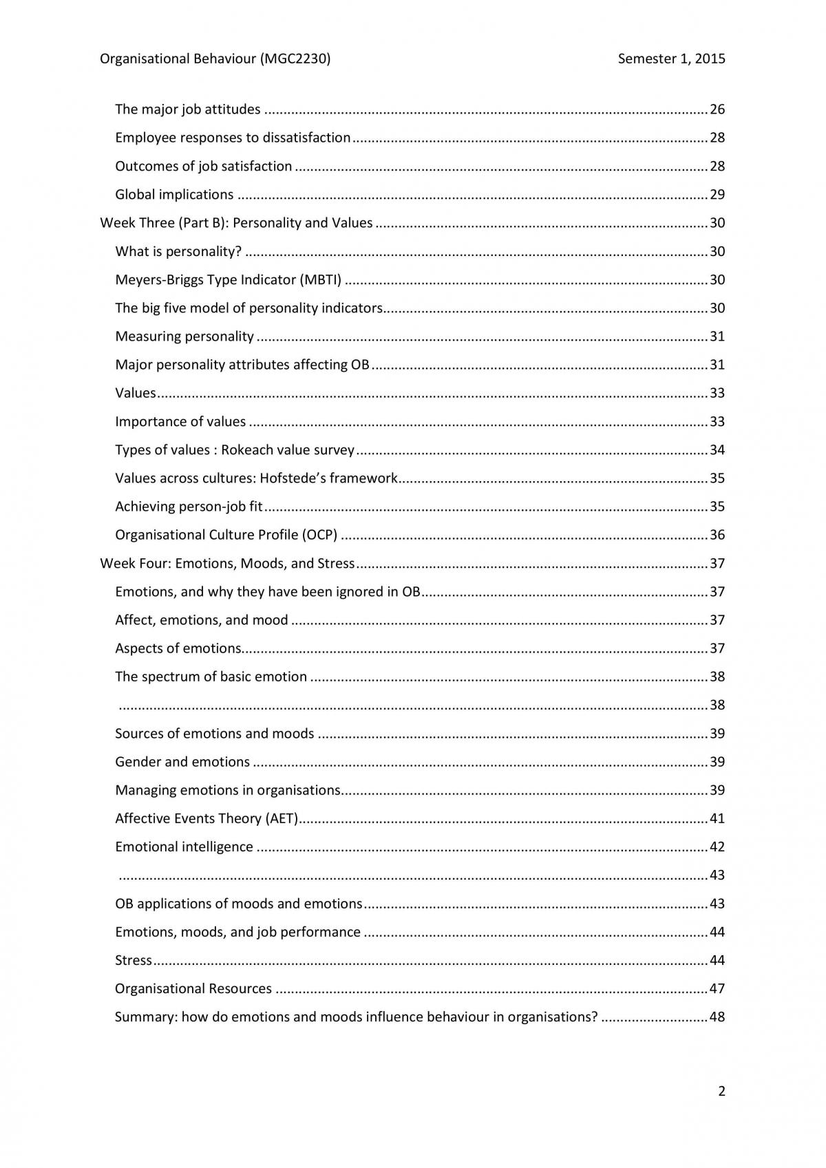 MGC2230 Organisational Behaviour Full Study Notes - Page 3