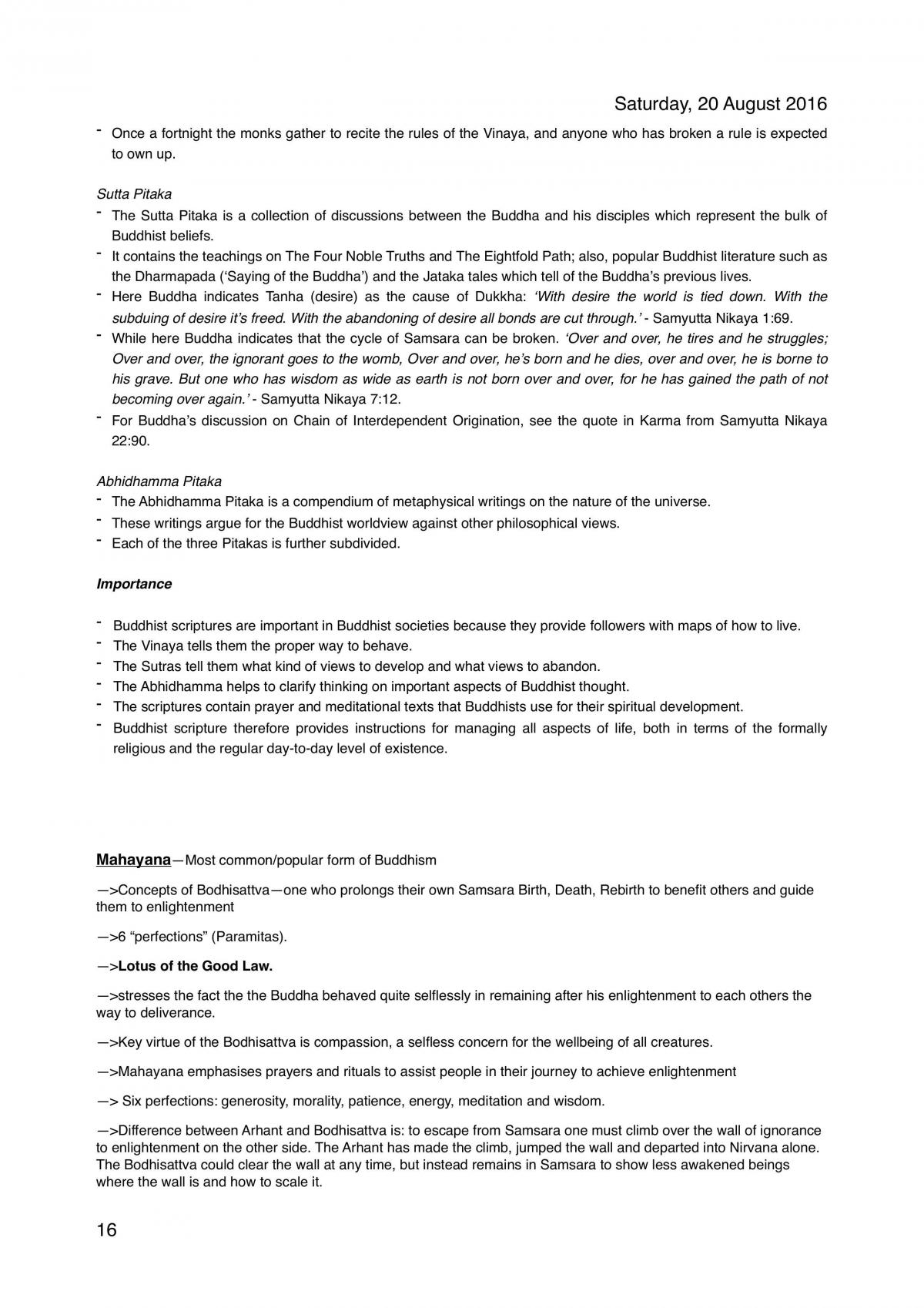 Preliminary Buddhism Topic Notes - Page 16