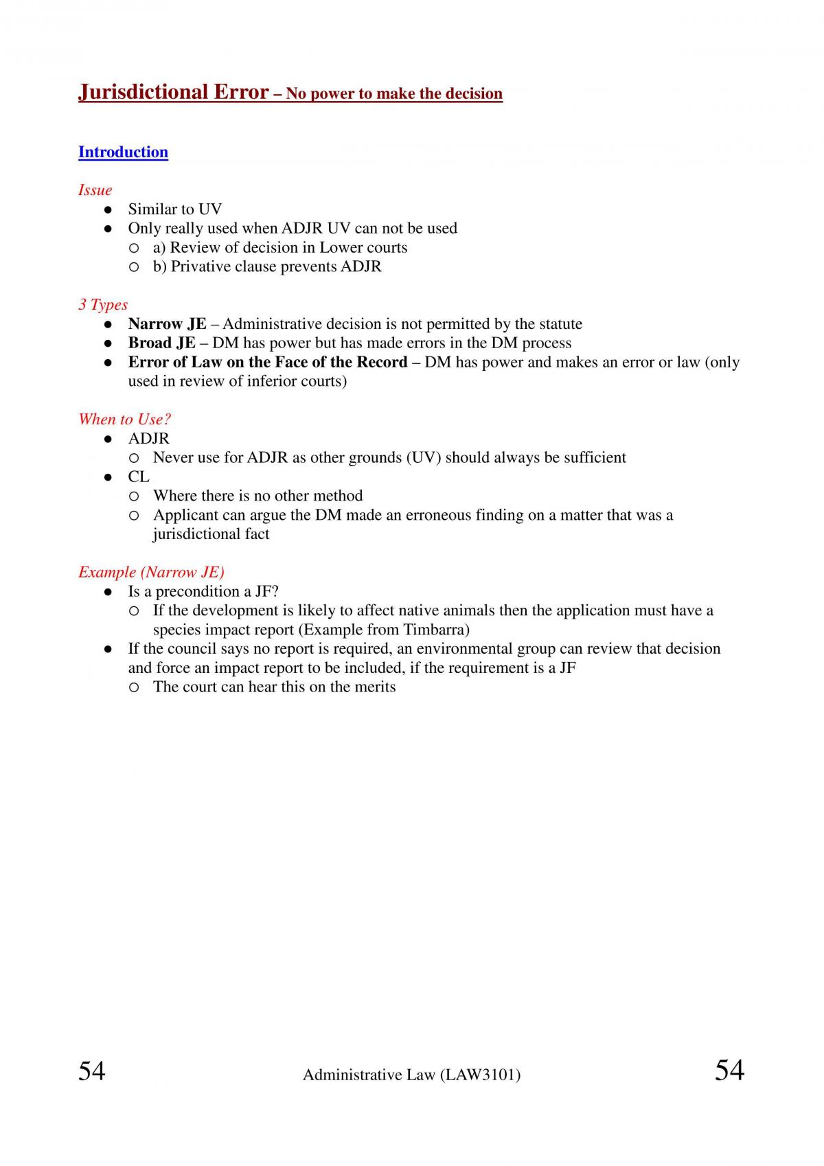 LAW3101 Complete Notes. - Page 54