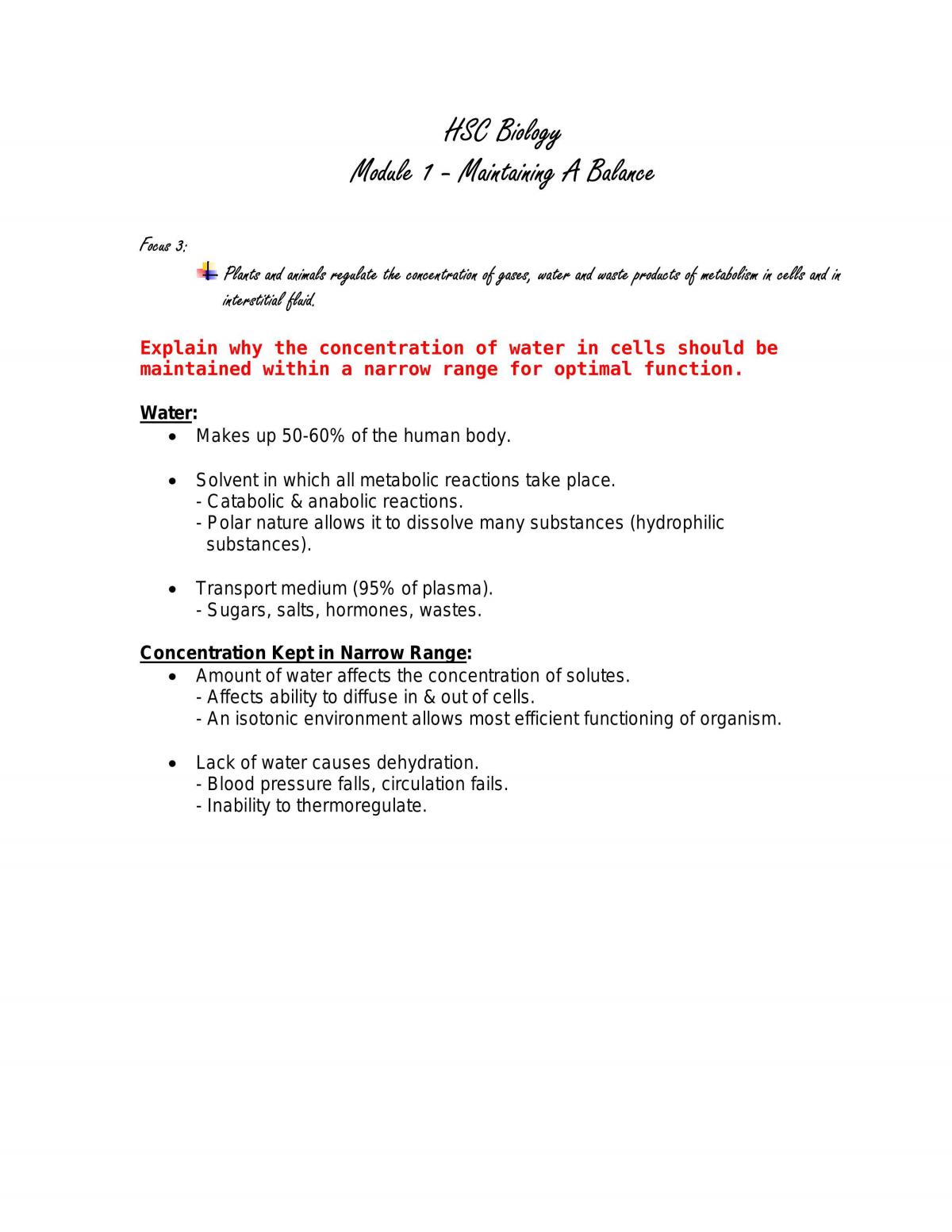 Biology Maintaining a Balance Notes - Page 40