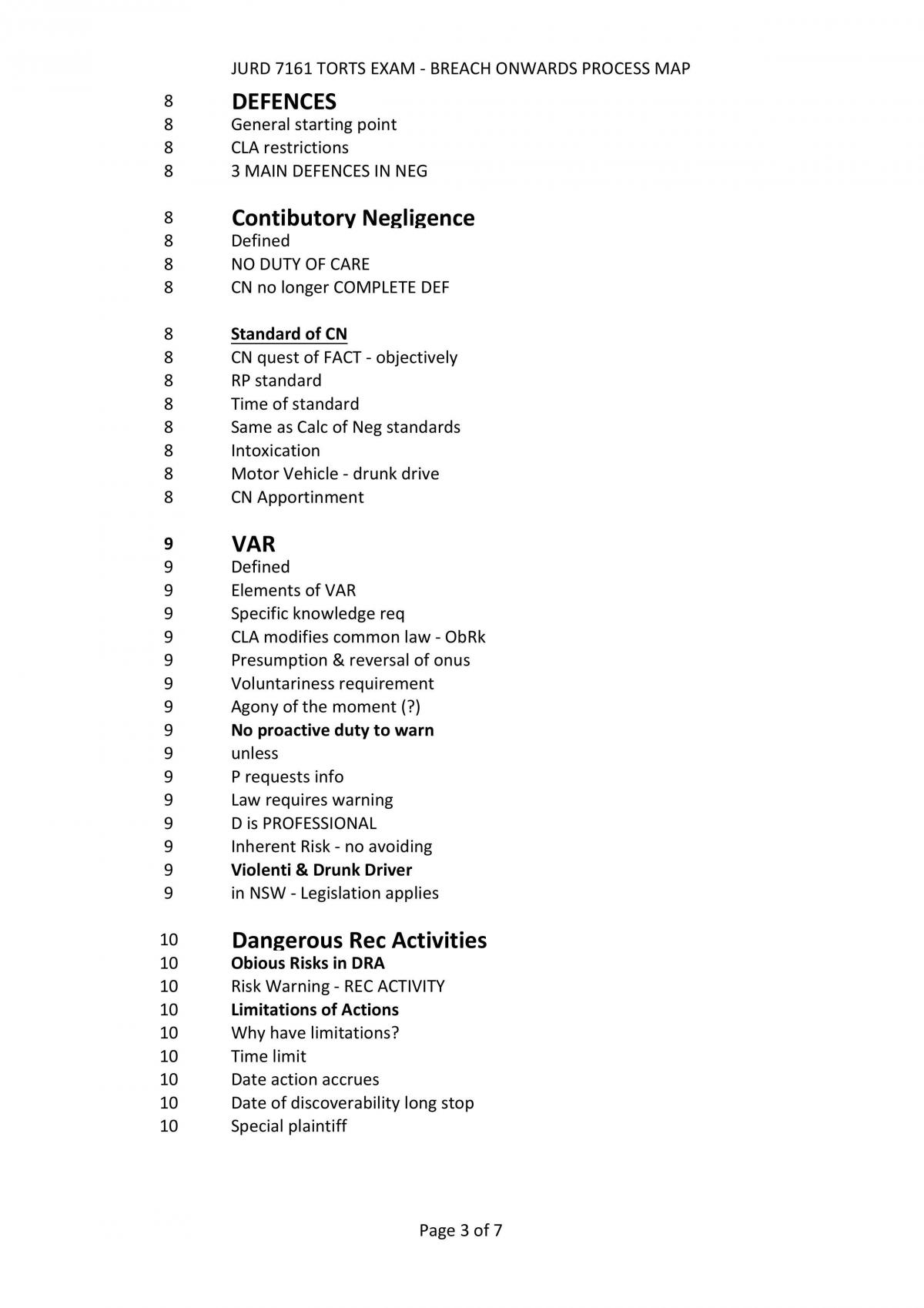 JURD7161 Torts Complete Exam Notes - Page 3