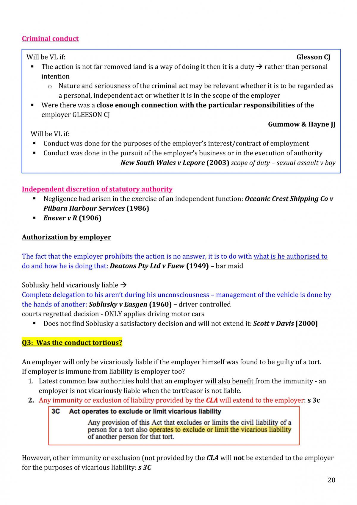 LAWS1061 Final exam notes - Page 20