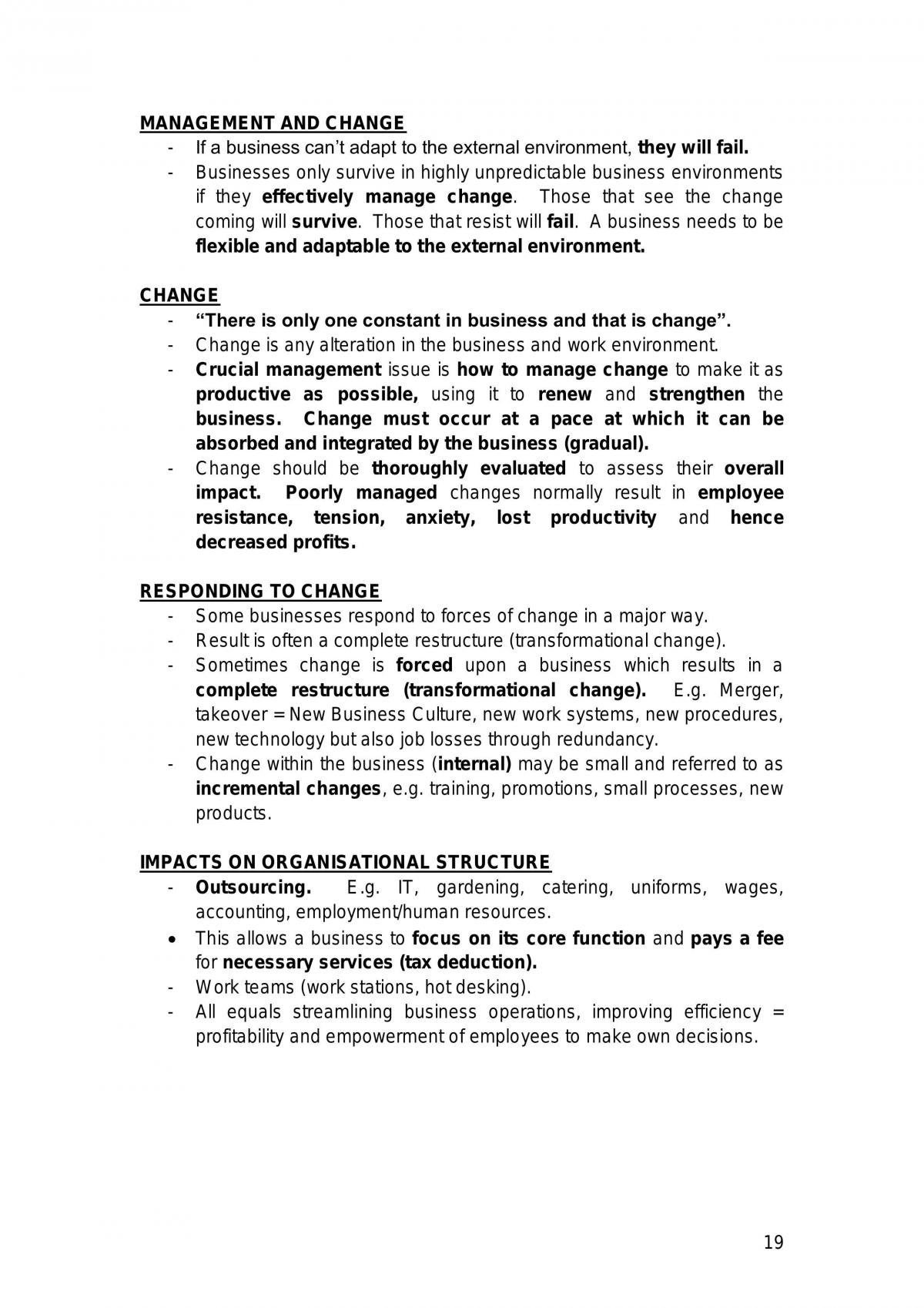 Business Studies Complete Summary Notes on the Nature of Management - Page 19
