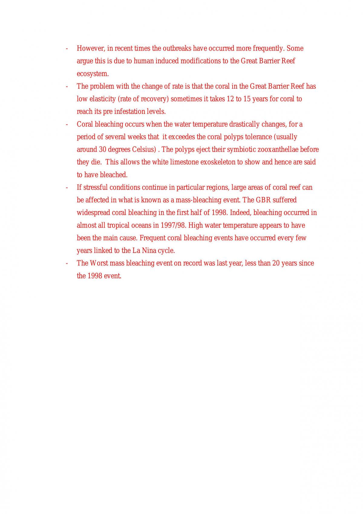Ecosystems at Risk Case Study Notes Great Barrier Reef - Page 17