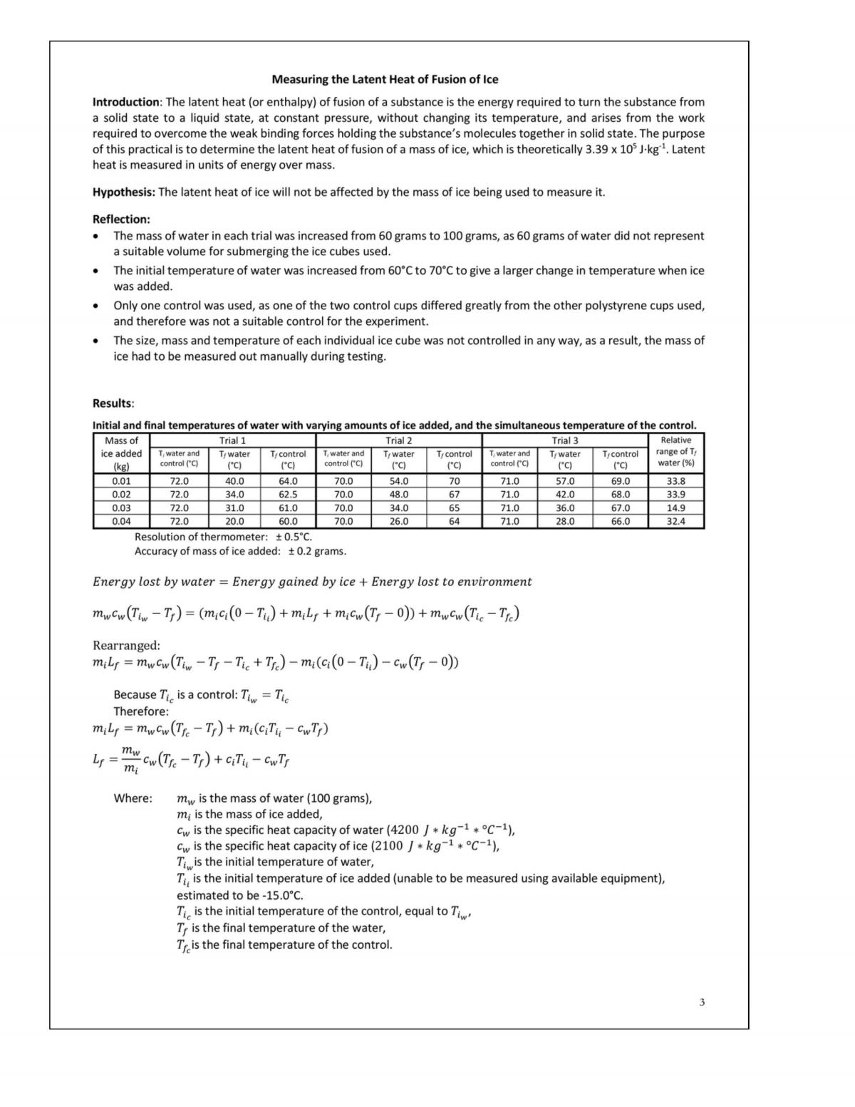 Latent Heat of Fusion of Ice, Design Practical - Page 4