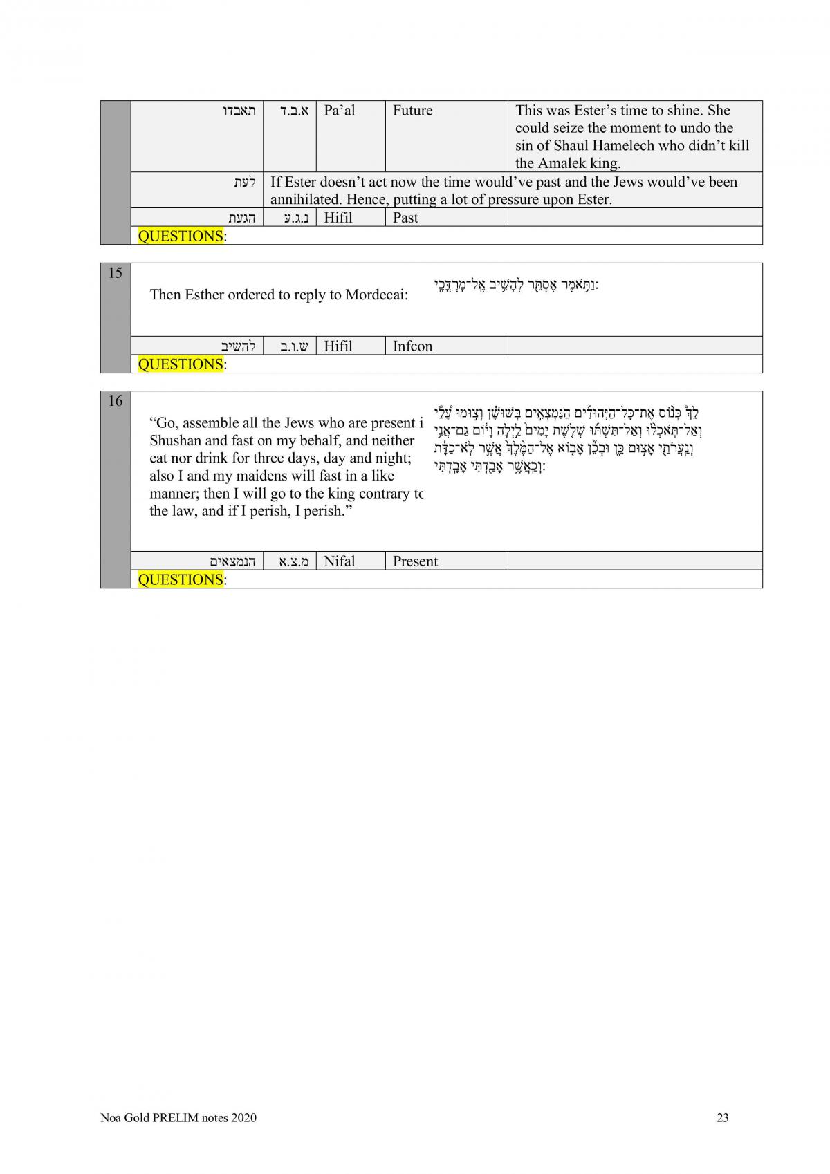 Classical Hebrew Prelim Notes - Page 23