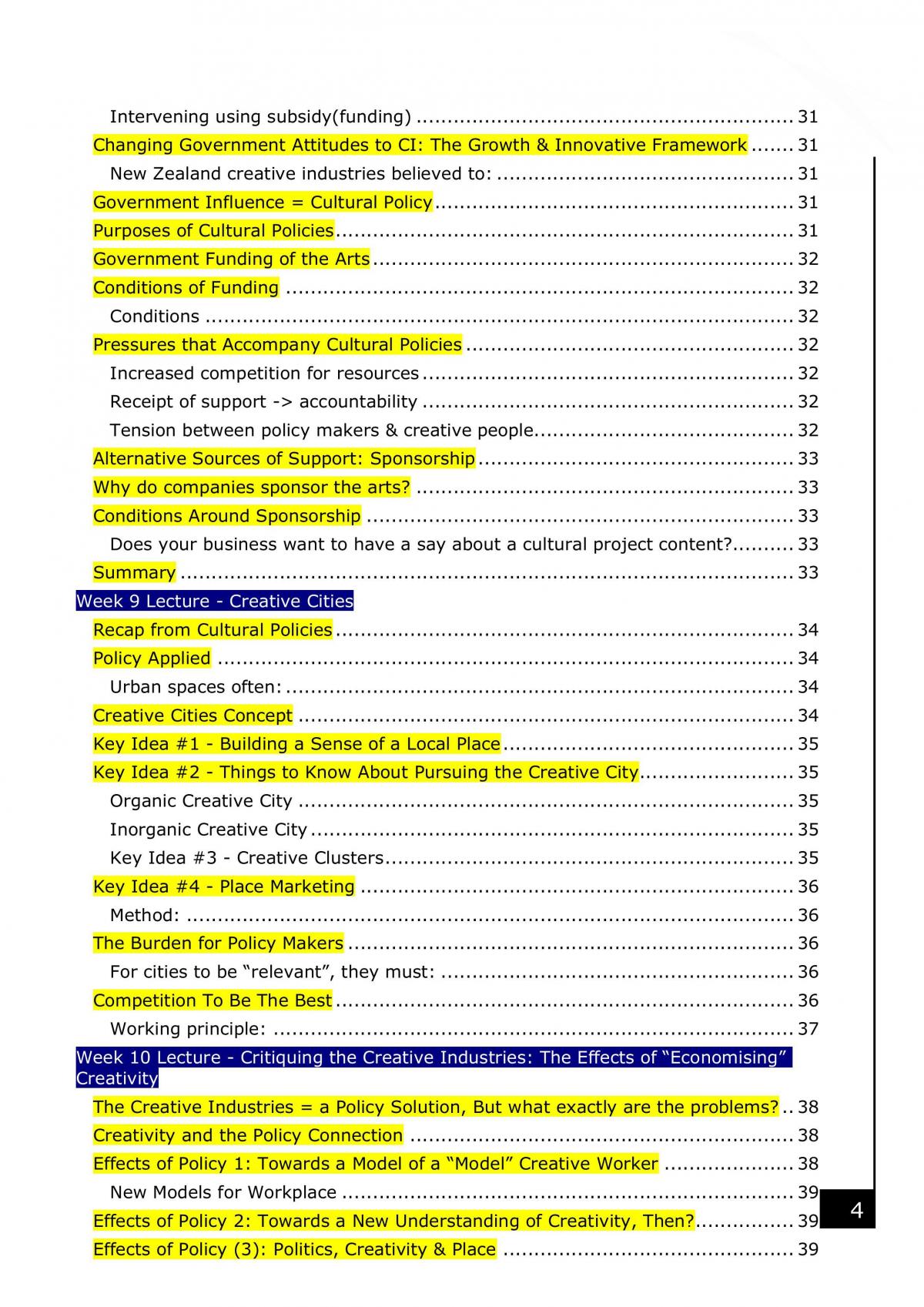 All Lecture Content Notes (Including page number for readings) - Page 4