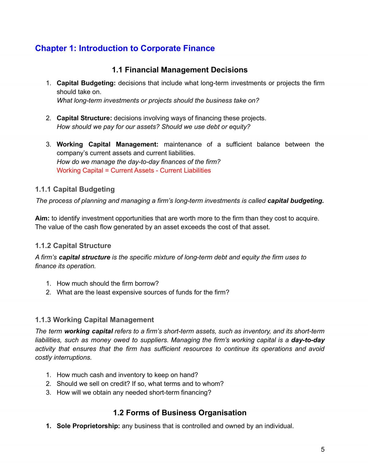 FNCE101 - Finance Study Notes  - Page 5