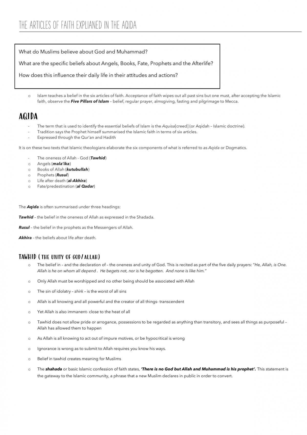 Prelim - Complete Islam Notes - Page 10