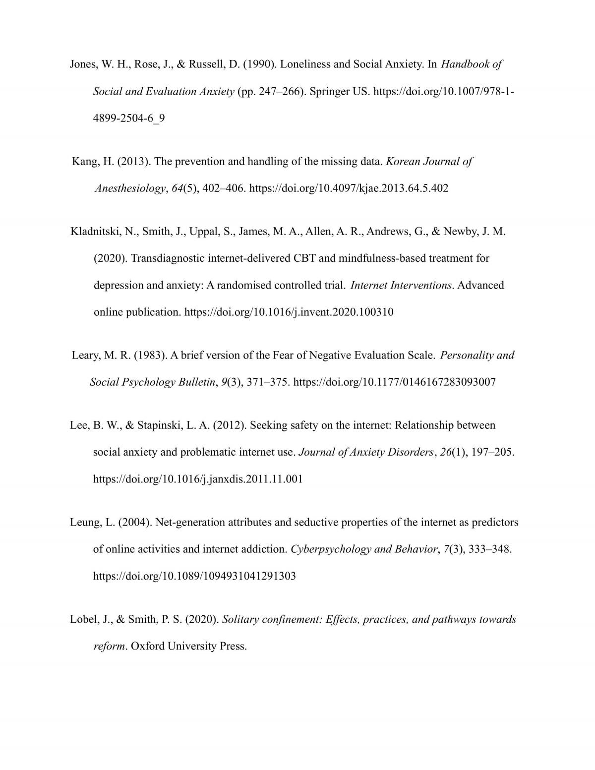 The Influence of Social Anxiety on Internet Use in Young People: A Path Analysis - Page 18