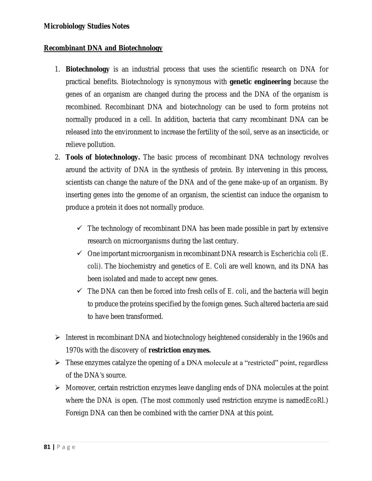 Microbiology Studies Notes  - Page 81