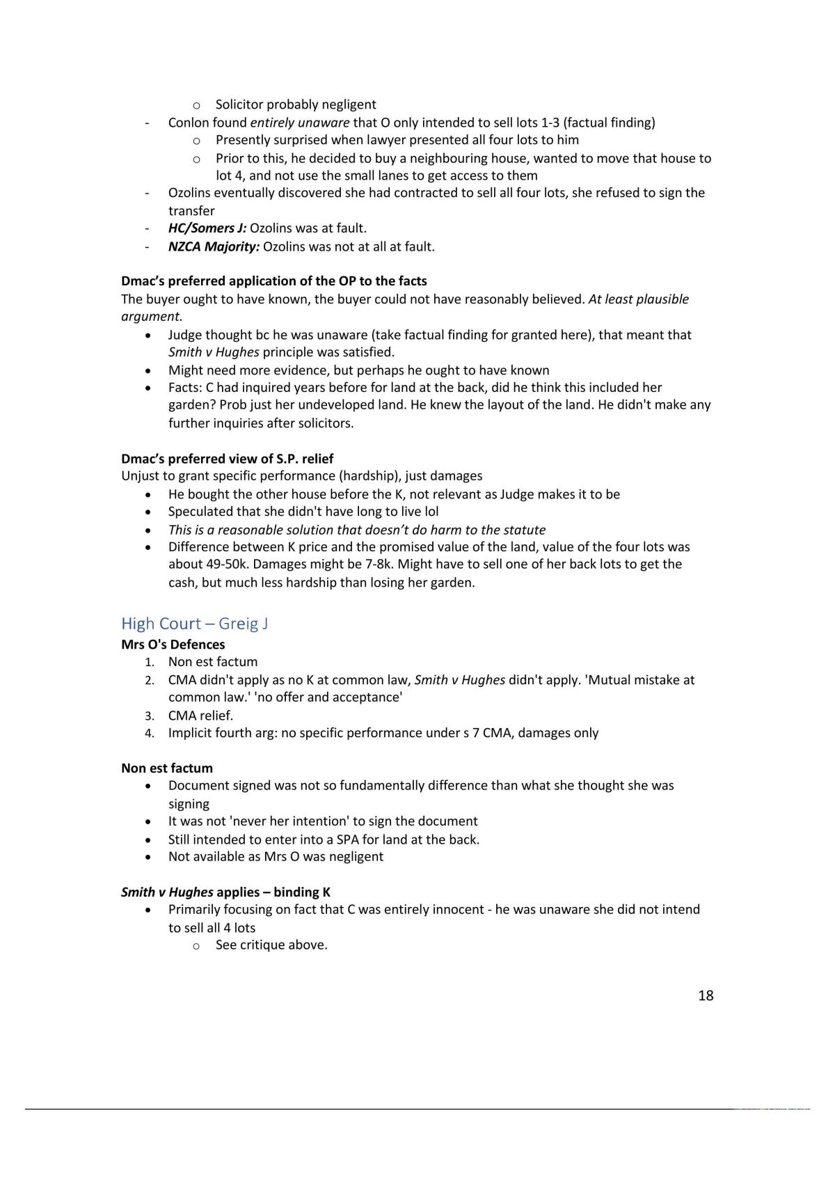 The Law of Contract Study Notes on Mistake - Page 18